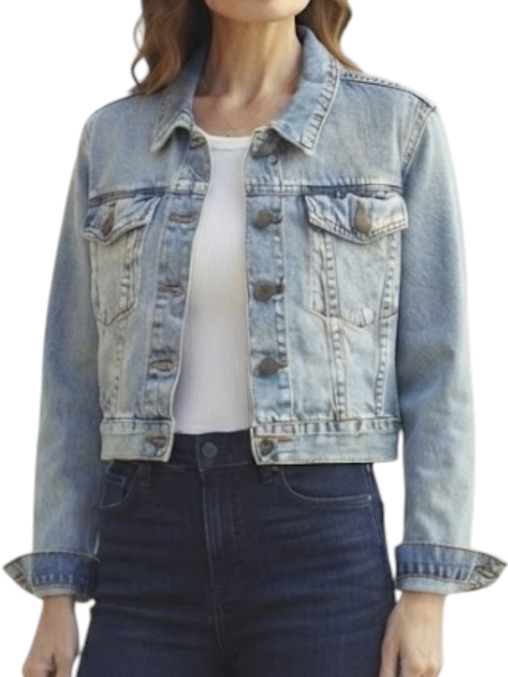 Cheap Monday Urban Outfitters Streetwear Y2K Blue Cropped Denim Button Jacket S